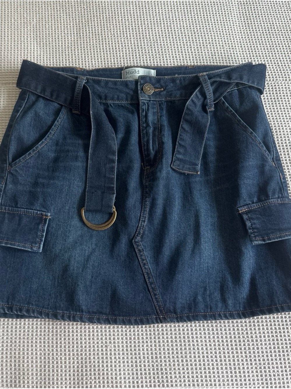 Mudd Dark Blue Denim Mini Skirt with Removable Ring Belt